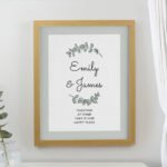 Personalised Any Message Botanical Design Couples Oak Framed Poster
