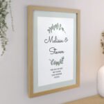Personalised Any Message Botanical Design Couples Oak Framed Poster - Image 2