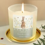 Personalised Spring Bunny Design Scented Frosted Glass Jar Candle