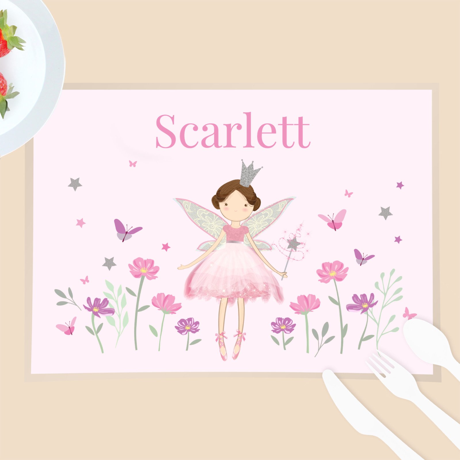 P0512AH93 Personalised Children's Fairy Princess Placemat Personalised Children's Fairy Princess Design Placemat - Image 1