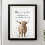 Personalised Highland Cow Design Black Framed Poster