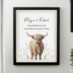 Personalised Highland Cow Design Black Framed Poster