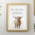 Personalised Highland Cow Design Oak Framed Poster - Image 2