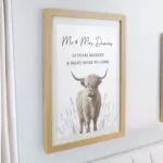Personalised Highland Cow Design Oak Framed Poster - Image 3