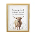 Personalised Highland Cow Design Oak Framed Poster - Image 4