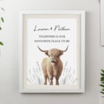 Personalised Highland Cow Design White Framed Poster