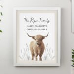 Personalised Highland Cow Design White Framed Poster - Image 2