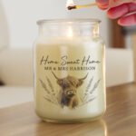 Personalised Highland Cow Design Large Glass Jar Candle