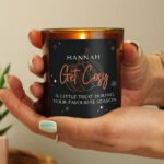 Personalised Pumpkin Design Halloween Scented Amber Glass Jar Candle - Image 2