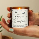 Personalised 'Spooky Season' Halloween Scented Amber Glass Jar Candle - Image 2