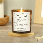 Personalised 'Spooky Season' Halloween Scented Amber Glass Jar Candle - Image 3