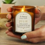 Personalised Any Message Memorial Scented Amber Glass Jar Candle - Image 2