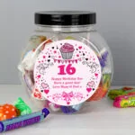 Personalised Pink Birthday Big Age Sweet Jar