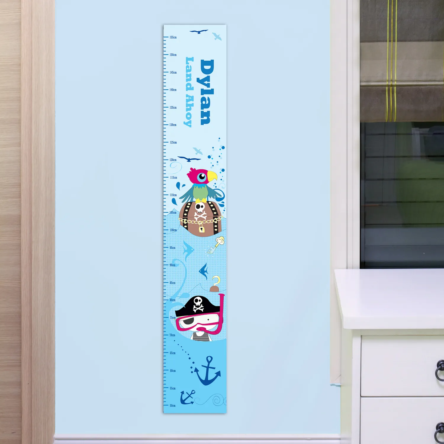 P0512M22 Personalised Children's Pirate Themed Height Chart Personalised Children's Pirate Themed Height Chart - Image 1