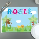 Personalised Children's Blue Animal Alphabet Design Placemat
