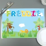 Personalised Children's Blue Animal Alphabet Design Placemat - Image 3