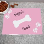 Personalised Pink Paw Print Design Dog Pet Bowl Mat - Image 2