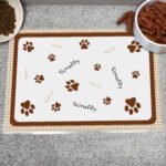 Personalised Brown Gingham Design Cat Pet Bowl Mat - Image 2