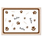 Personalised Brown Gingham Design Cat Pet Bowl Mat - Image 3
