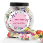 Personalised Any Message Butterflies & Flowers Design Sweet Jar - Image 3