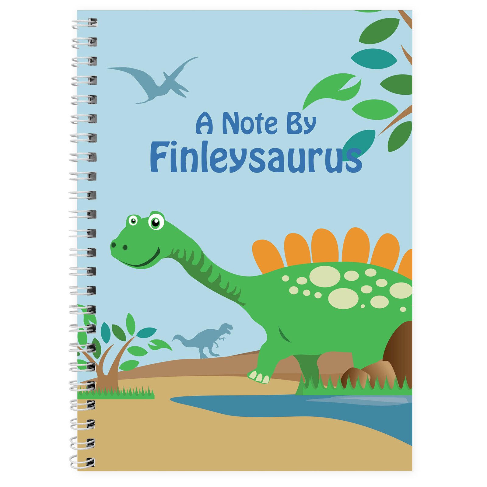 P0512T95 Personalised Children's Dinosaur Themed A5 Notebook Personalised Children's Dinosaur Themed A5 Notebook - Image 1