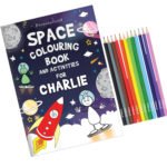 Personalised Children's Space Themed Colouring Book with Pencil Crayons - Image 8