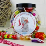 Personalised Me to You Bear Holding Christmas Present Sweet Jar