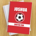 Personalised Children’s Football Fan Dark Red A5 Notebook