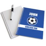 Personalised Children’s Football Fan Dark Blue A5 Notebook - Image 2