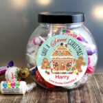 Personalised 'Have A Sweet Christmas' Gingerbread House Sweet Jar - Image 2