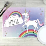 Personalised Children's Rainbow Unicorn Design Placemat