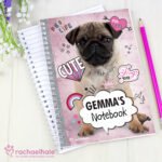 Personalised Rachael Hale Doodle Pug A5 Notebook - Image 2