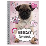 Personalised Rachael Hale Doodle Pug A5 Notebook - Image 4
