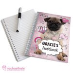 Personalised Rachael Hale Doodle Pug A5 Notebook - Image 5