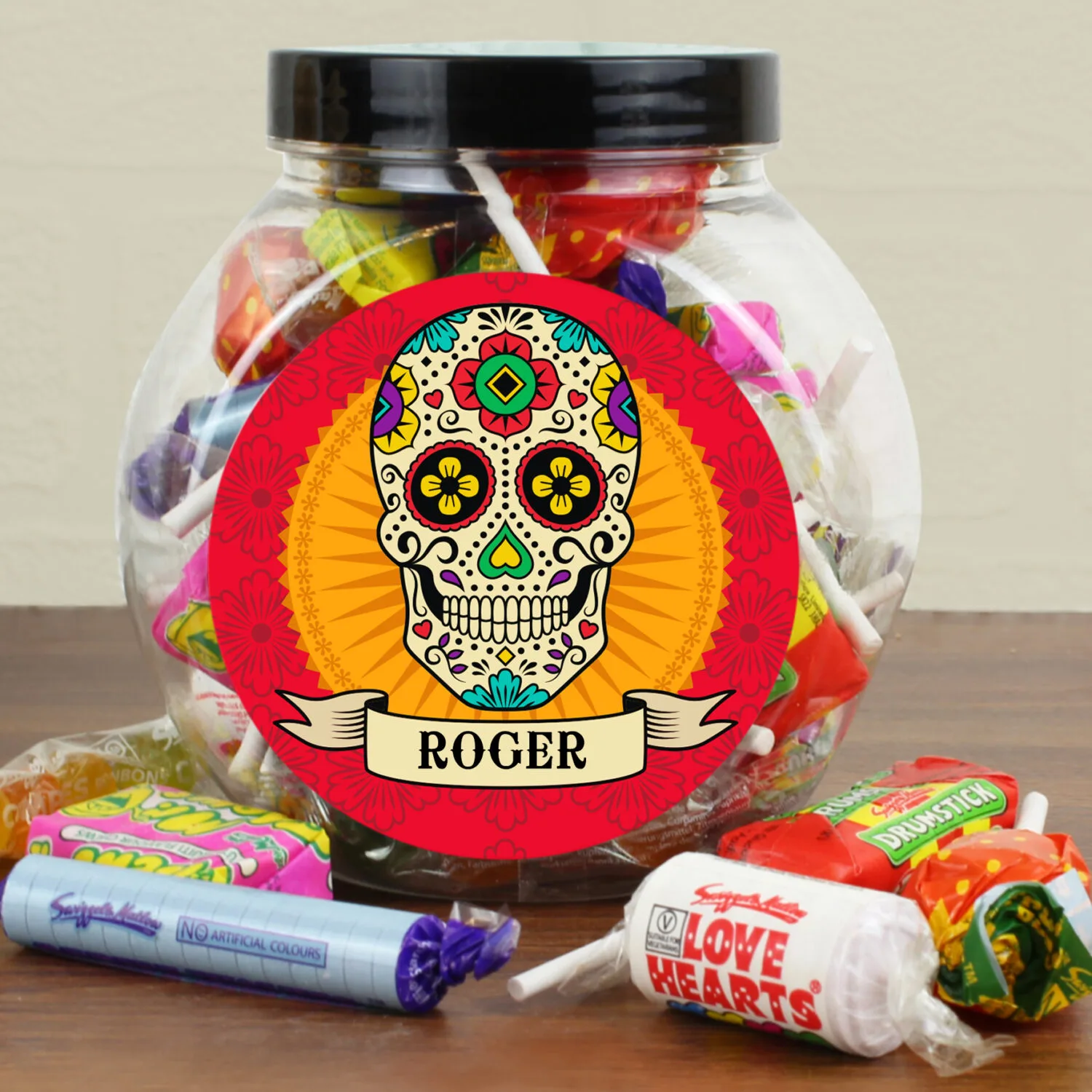 Personalised Sugar Skull Design Sweet Jar - Image 1
