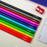 Personalised Children’s Banner Design Blue Pencil Case with Pencils & Crayons - Image 4