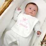 Personalised ‘Princess’ Pink Crown Motif 0-3 Months Baby Bib - Image 2