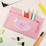 Personalised Children's Ballerina Motif Pink Microfibre Pencil Case - Image 2