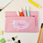 Personalised Children's Ballerina Motif Pink Pencil Case - Image 3