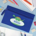 Personalised Children's Dinosaur Design Blue Pencil Case - Image 2