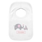 Personalised Pink Elephant Design 0-3 Months Baby Bib - Image 3