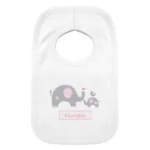 Personalised Pink Elephant Design 0-3 Months Baby Bib - Image 3