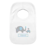 Personalised Blue Elephant Design 0-3 Months Baby Bib - Image 3