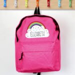 Personalised Children's Rainbow & Cloud Design Pink Backpack - Image 2