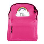 Personalised Children's Rainbow & Cloud Design Pink Backpack - Image 4