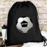 Personalised Children's Football Motif Black Kit Bag