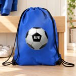 Personalised Children's Football Motif Blue Kit Bag - Image 3