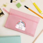 Personalised Children's Rainbow Unicorn Design Pink Pencil Case
