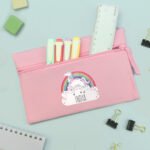 Personalised Children's Rainbow Unicorn Design Pink Pencil Case - Image 3