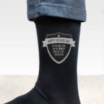 Personalised Classic Shield Design Men's Black Socks - Image 4